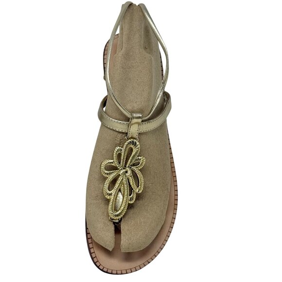 Lilly Pulitzer Pier Metallic Gold Leather Gladiator Tie Up Tassel Sandals Sz 7M - Picture 4 of 8